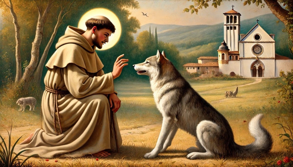San Francisco dialogando con el lobo San Francisco dialogando con el lobo de Gubbio.